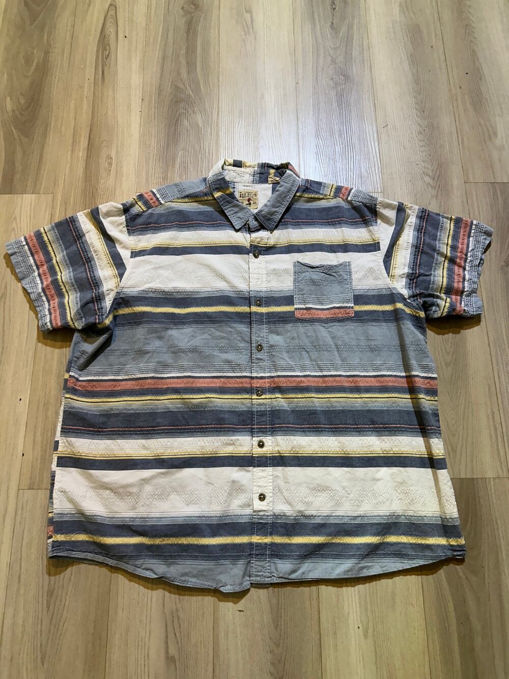 RedHead Brand Co Mens 3XL Short Sleeve Button Up Striped Southwest Shirt Big